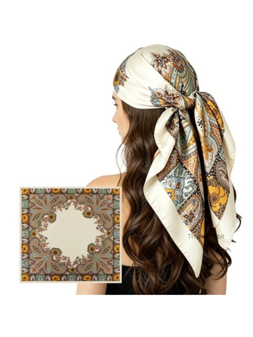35" Satin Paisley Square Bandana Silky Head Scarf Wrap Large